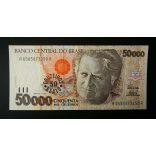 Brazil 50 Cruzeiros overprint on 50000 Cruzeiros 1992-94 UNC