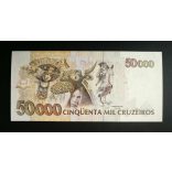 Brazil 50 Cruzeiros overprint on 50000 Cruzeiros 1992-94 UNC