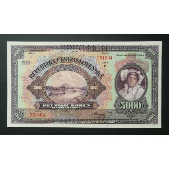 Czechoslovakia 5000 Korun 1920 SPECIMEN UNC-