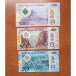 Angola 1000, 500, 200 Kwanzas 2020 Unc
