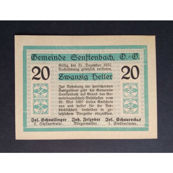 Austria 20 Heller 1920 Unc Senftenbach