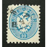 Magyarország 1863/64 Könyvnyomat 10 Kr. RAAB Győr sarokhiány H