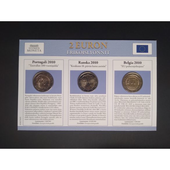 EU 2 Euro set of 3 Unc  Belgium, France, Portugal 2010