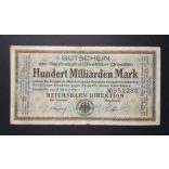 Germany 100 billion Mark Dresden 1923 F 