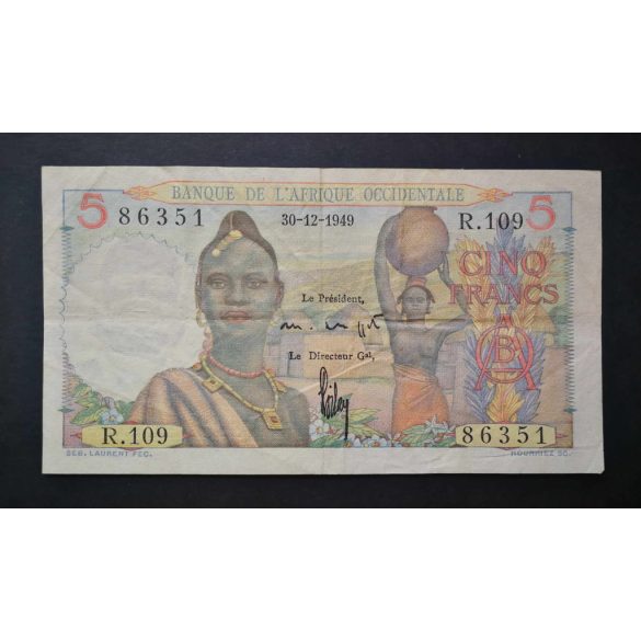 French West Africa 5 Francs 1949 F