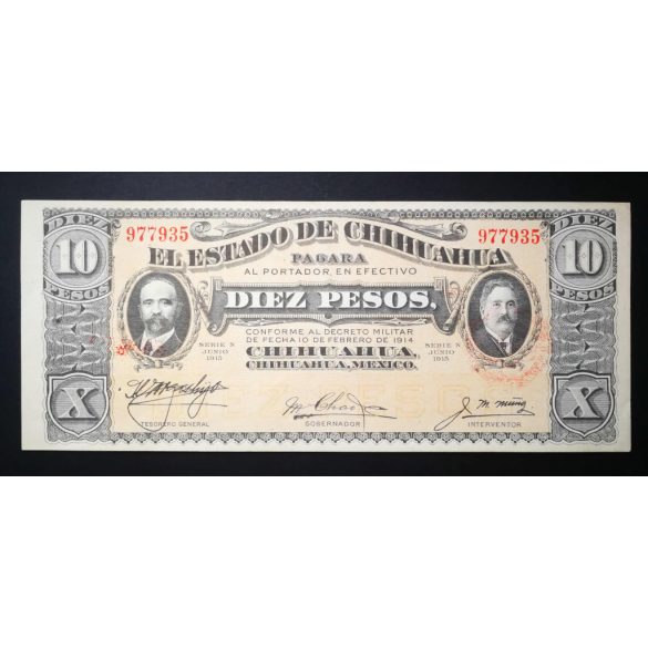 Mexikó 10 Pesos 1915 UNC-