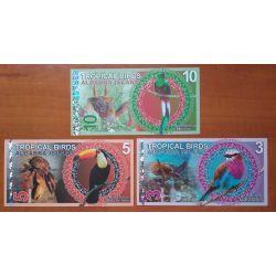 Aldabra Island tropical birds 3, 5, 10 Dollars UNC