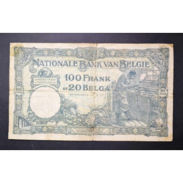 Belgium 100 Francs/20 Belgas 1929 VG+
