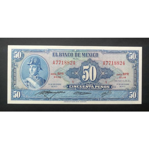 Mexikó 50 Pesos 1972 UNC barna pecséttel