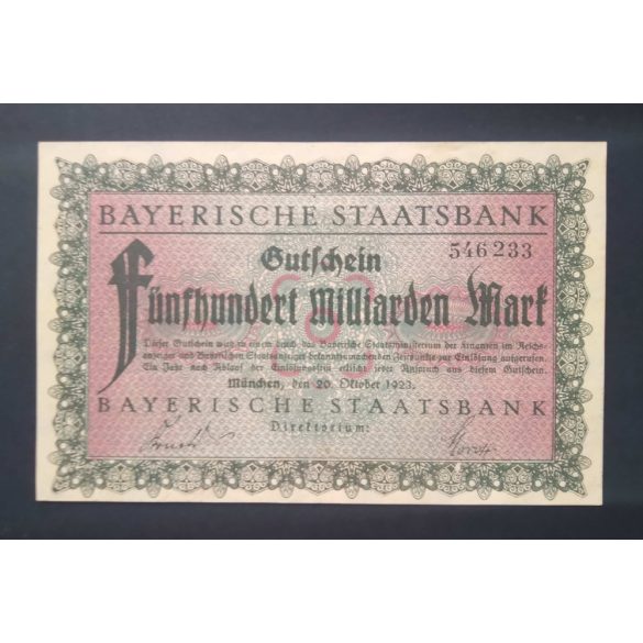 Németország München 500 Milliárd Mark 1923 XF 