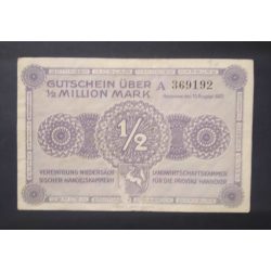 Germany Hannover 1/2 Million Mark 1923 F+