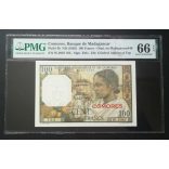 Comoros 100 Francs 1963 UNC PMG 66 certified banknote