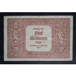 Germany 5 Million Mark Aachen 1923 F+ 