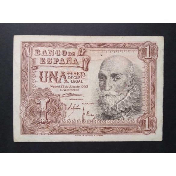 Spanyolország 1 Peseta 1953 VF+