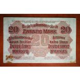 Germany 20 Mark 1918 VF- Poland, Lithuania, Latvia 