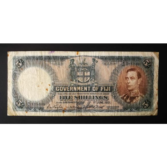 Fiji 5 Shillings 1951 F-