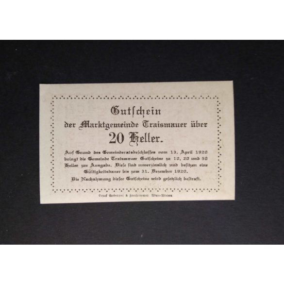 Austria 20 Heller 1920 Unc Traismauer