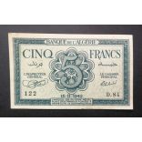 Algéria 5 Francs 1942 VF