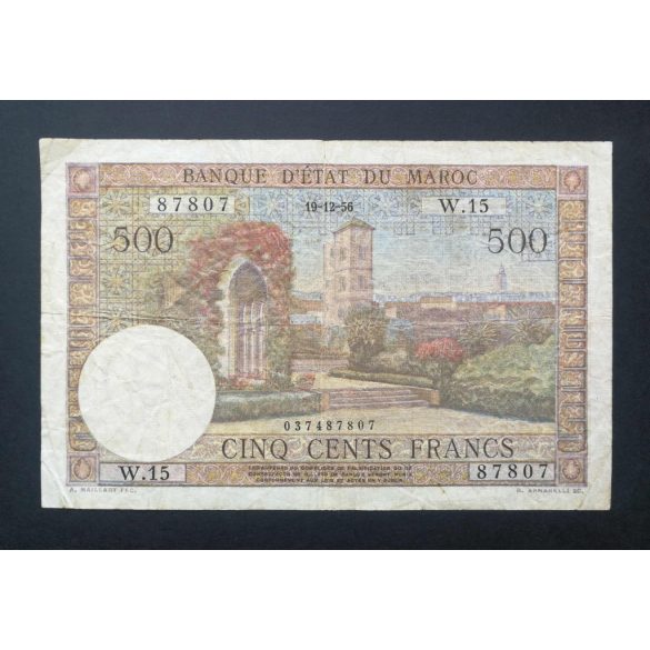 Marokkó 500 Dirhams 1956 F