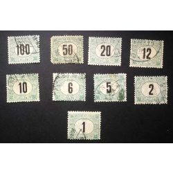 Hungary 1903 Green PORTO 9 pcs perf A11 3/4: 12 used 