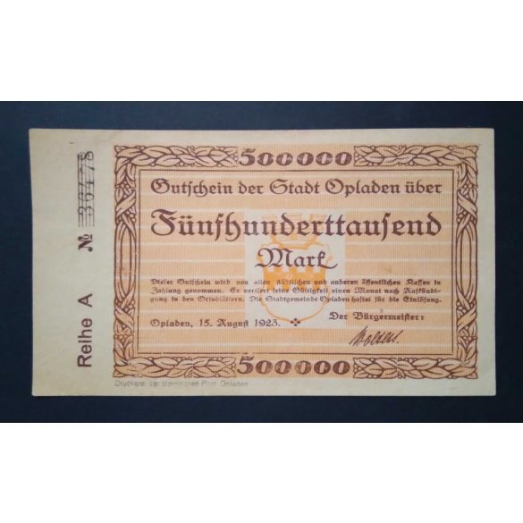 Germany 500000 Mark Opladen 1923 aUNC