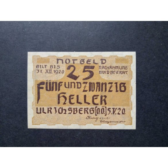 Ausztria 25 Heller 1920 Unc Ulrichsberg