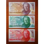 Falkland Islands 20, 10 , 5 Pounds 2025 Unc