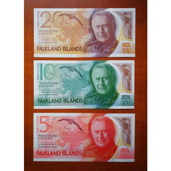 Falkland Islands 20, 10 , 5 Pounds 2025 Unc