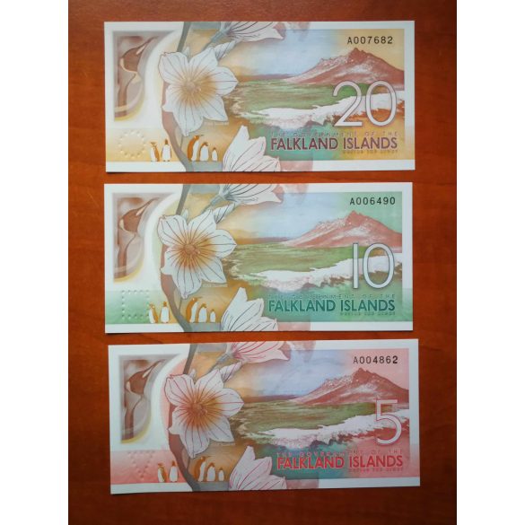 Falkland Islands 20, 10 , 5 Pounds 2025 Unc