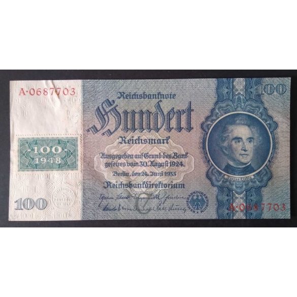 Germany 100 Reichsmark 1935 GDR 1948 overstamp XF+