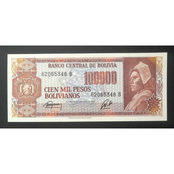 Bolivia 100000 Pesos Bolivianos 1984 aUNC+