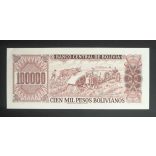 Bolivia 100000 Pesos Bolivianos 1984 aUNC+