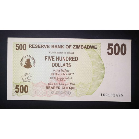 Zimbabwe 500 Dollár 2006 Unc