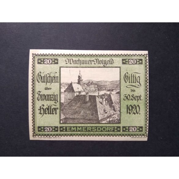 Ausztria 20 Heller 1920 Unc Spitz an der Donau, Emmersdorf