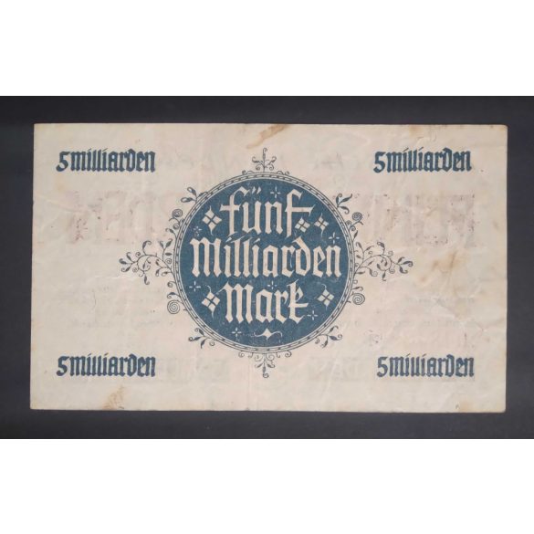 Germany 5 Billion Mark 1923 F Darmstadt