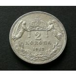 Hungary Ferenc József 2 Crown KB 1912 10 g silver