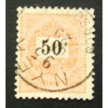 Hungary 1889 Letter, black cipher 50 kr. perf. 12:11 1/2 NYÉK / BORSOD VM. used
