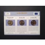 EU 2 Euro set of 3 Unc  Greece 2009, Slovakia 2009, Portugal 2009