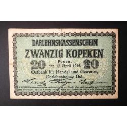 Germany 20 Kopeken 1916 POSEN Poland, Lithuania occupation F