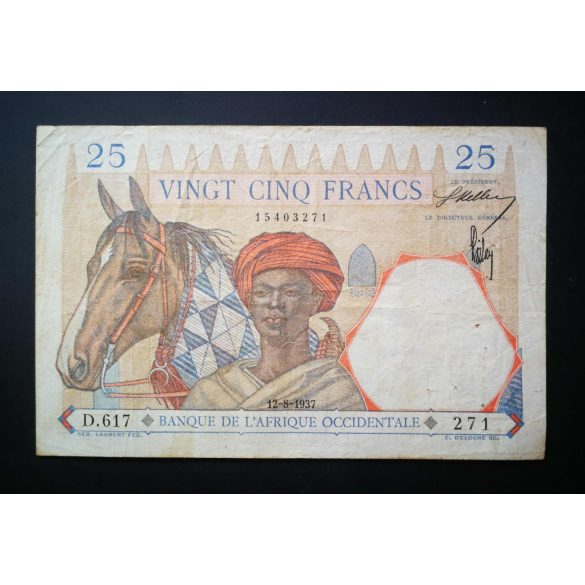 Francia Nyugat-Afrika 25 Francs 1937 F