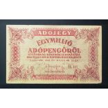 Hungary Tax ticket for 1 million tax stamps 1946 F+