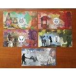 Vadállatok 1, 5, 10, 50, 100 Dollars 2017 UNC szett