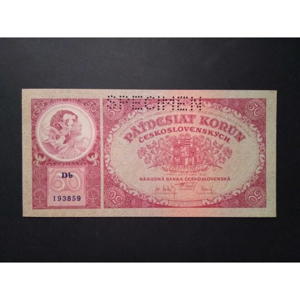 Czechoslovakia 50 Korun 1929 Specimen UNC- 