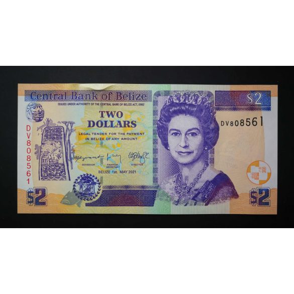Belize 2 Dollars 2021 UNC 