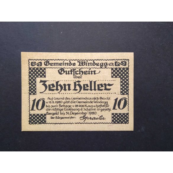 Austria 10 Heller 1920 Unc Windegg