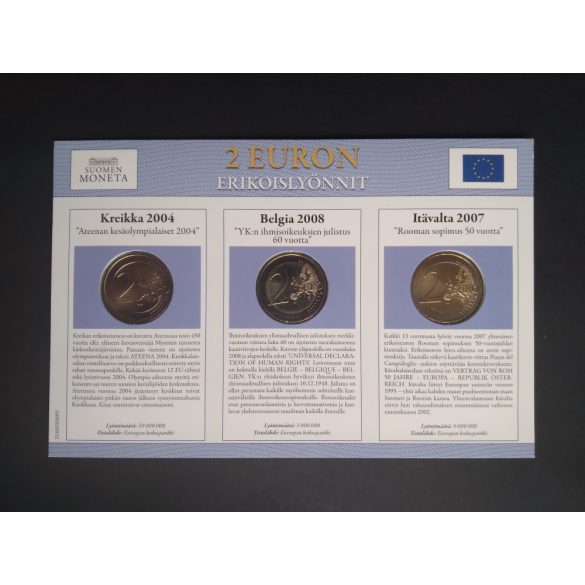 EU 2 Euro 3 db-os emlékérme szett Unc