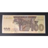 Zimbabwe 100 Dollars 2020 UNC