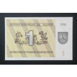 Lithuania 1 Talonas 1991 UNC