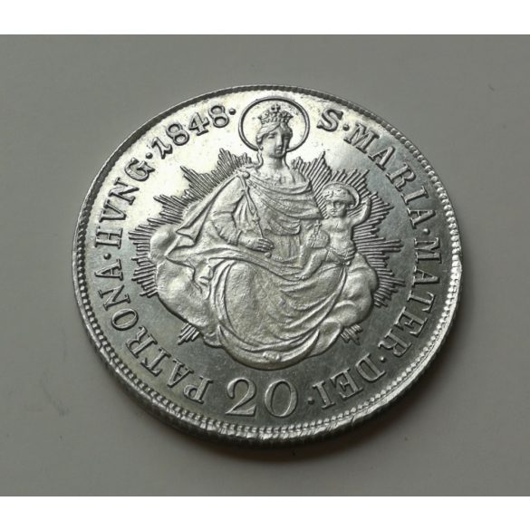 Magyarország V. Ferdinánd 20 Krajcár 1848 B, ezüst aUNC