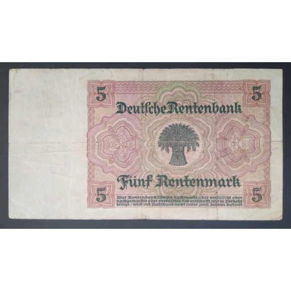 Germany 5 Rentenmark 1926 F